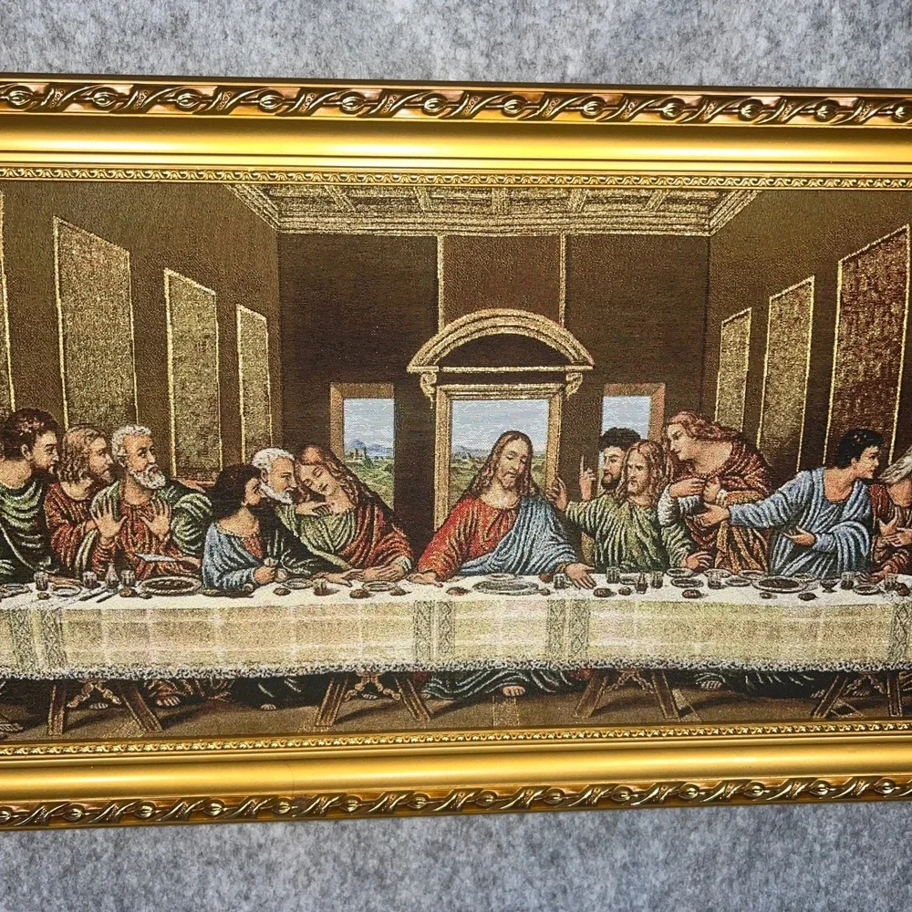 Royal Gallery‎ Las Vegas Last Supper Framed Tapestry Art Gold Ornate Frame 15x27